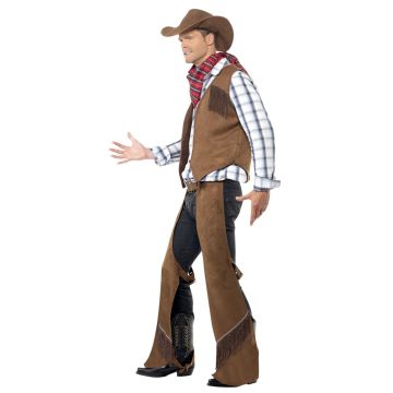 Male Cowboy Costume Adult Western Fringe Set with Hat and Chaps