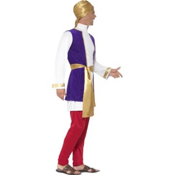 Adult Arabian Prince Costume - Purple & Gold Tunic Set with Belt & Trousers