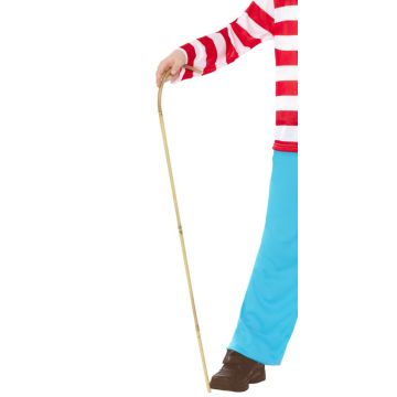 Accessories - Bamboo Walking Cane Where's Waldo Wheres Wally Costume Prop Accessory Licensed Cartoon Costume Book Week Accessory