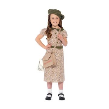 WWII schoolgirl dress with Air Raid Precautions satchel and ID tag