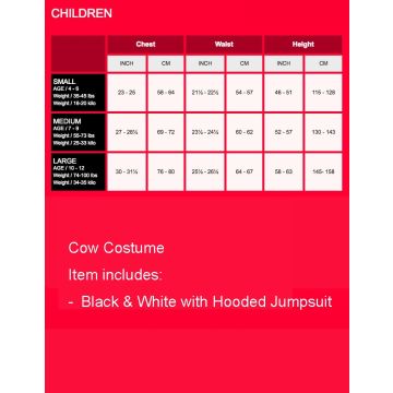 Childrens Cow Costume - Kids Farm Animal Hooded Jumpsuit
