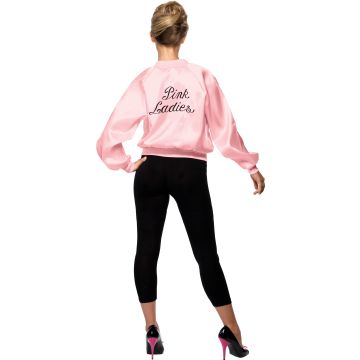 Costume Pink Ladies Jacket - Womens 50s Greaser Girl Satin Bomber