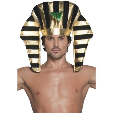 Pharaoh Headpiece Black Gold Adult Egyptian Costume Accessory