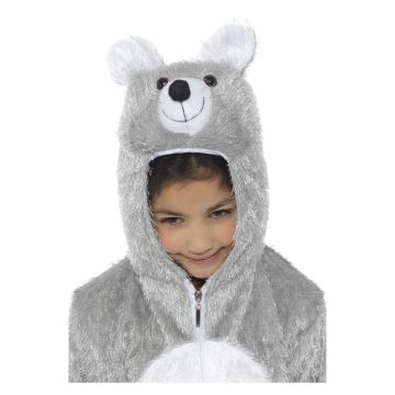 Kids Mouse Costume - Grey Storybook Character Jumpsuit with Hood and Tail