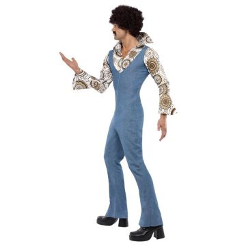 70s Costume Guys - Mens Disco Jumpsuit with Patterned Shirt & Headband