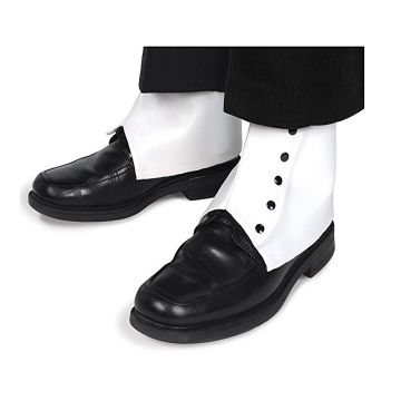 Adult White Gangster Spats with Black Buttons - 1920s Shoe Covers