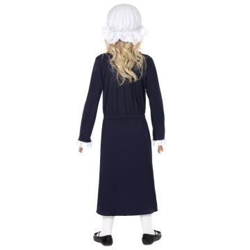 Girls Olden Day Dress Up Costume - Victorian Poor Girl Outfit with Apron and Mob Cap