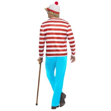 Adult Where's Wally Costume - Licensed Striped Shirt Outfit with Hat & Glasses