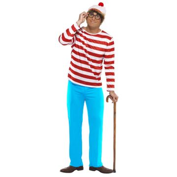 Cartoon Costume -  Mens Wheres Wally Waldo Adult Licensed Cartoon Costume Book Week Outfit