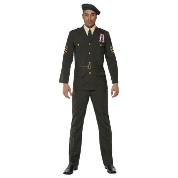 army and FBI costume - Adult Mens Wartime Officer Male Army Smiffys Fancy Dress Costume