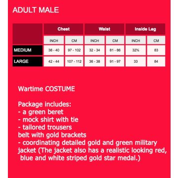 Mens Wartime Officer Army Costume