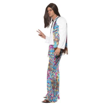 Adult Mens 70s Hippie Costume - Groovy Patchwork Vest & Flares