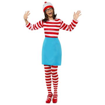 Cartoon Costume - Licensed Wheres Wally Ladies Costume 80s Wenda Wendy Womens Cartoon Smiffys Fancy Dress