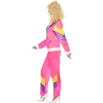 Womens 80s Shell Suit Costume - Pink Purple Retro Tracksuit Set