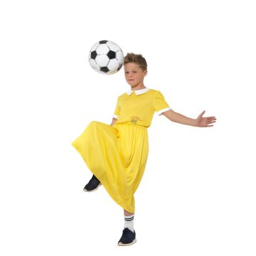 Kids Boy in the Dress costume yellow pleated dress with white collar
