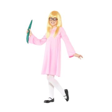 Roald Dahl Sophie costume showing dress sleeves and round glasses