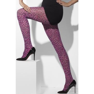 Animal Print Tights - Purple Leopard Opaque Pantyhose
