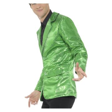 Adult Mens Green Sequin Blazer Jacket - Showman Stage Performer Costume