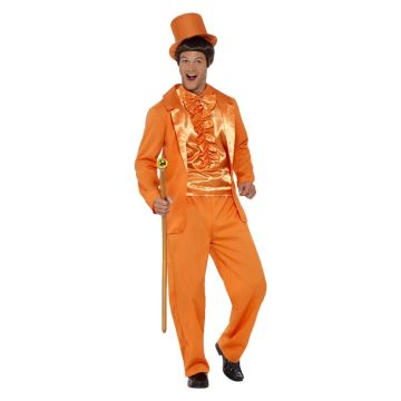 Adult Orange Tuxedo Costume - 90s Comedy Film Formal Suit Set with Top Hat