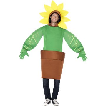 Adult Sunflower Costume - Potted Plant Tabard with Hood and Gloves