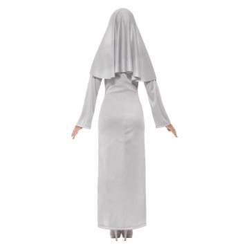 Adult Gothic Nun Costume with Veil - Women's Halloween Horror Habit Dress