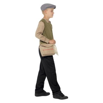 Kids 1940s Evacuee Boy Costume with Bag and Cap