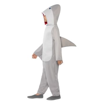 Kids Shark Costume with Hood and Fins - Grey Ocean Mascot Jumpsuit