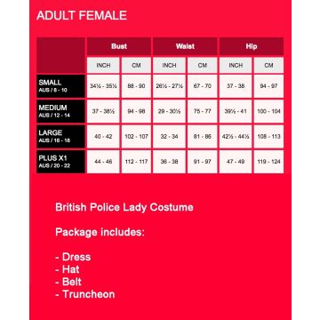 British Police Traditional Officer Lady Uniform Cops Robbers Costume