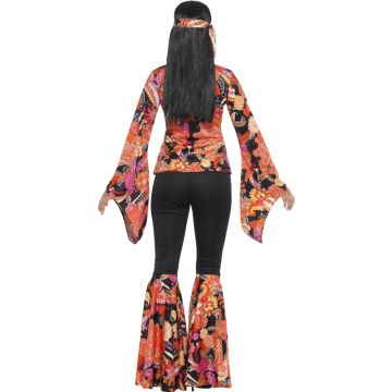 Women's 60s 70s Hippie Costume - Flower Power Bell Sleeve Top & Flares Set