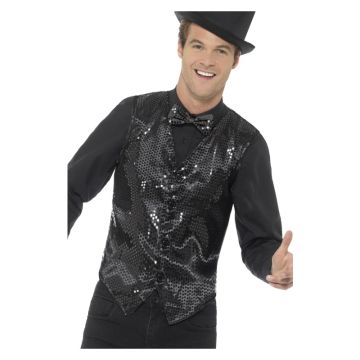 black Sequin Waistcoat Show Costume cs46961