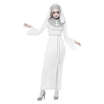 Adult Women's Haunted Nun Costume - Gothic Horror Dress with Veil