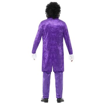 Adult Purple Rock Star Costume - 1980s Musician Velvet Suit with Lace Jabot