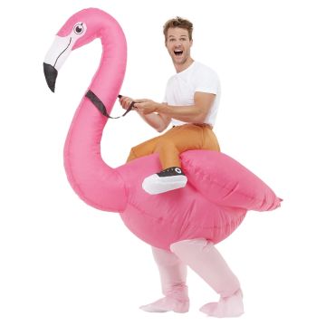Adult Inflatable Flamingo Ride-On Costume with Battery Fan