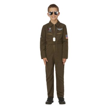 Kids Top Gun Maverick Flight Suit Costume with Patches and Name Badges