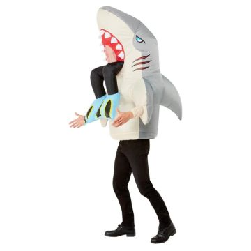 Adult Shark Attack Inflatable Costume with Self-Inflating Fan