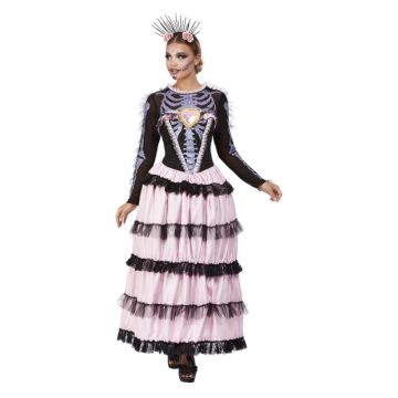 cs63034 Ladies Pink Deluxe Day of the Dead Senorita Costume