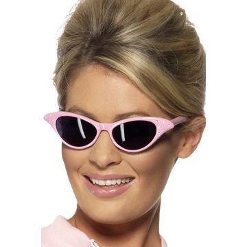 Adult Pink Cat-Eye Sunglasses with Diamante - 1950s Rock and Roll Costume Accessory