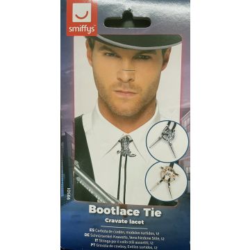 Adult Bootlace Tie - Western Cowboy Bolo Tie with Silver & Gold Slides