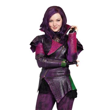 Girls Disney Descendants Mal jacket costume with purple dragon scale embossed faux leather and gold zippers