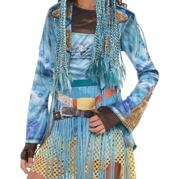 Girls Uma Pirate Captain Costume - Turquoise Layered Dress with Belts