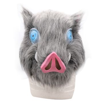 Boar Beast Hunter Cosplay Mask - Wild Boar Helmet with Blue Eyes and Tusks