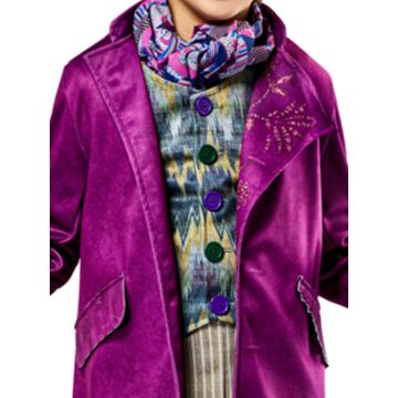 Kids Deluxe Willy Wonka Costume - Purple Velvet Jacket & Top Hat Set