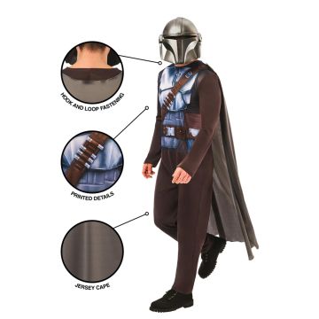 Adult Mandalorian Costume with Helmet - Star Wars Bounty Hunter Jumpsuit