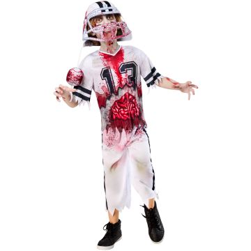 Kids Zombie Football Player Costume with Helmet - Undead Grid Iron