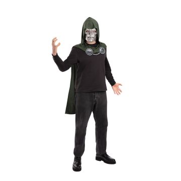 Adult Dr Doom Costume Cape and Mask Set - Marvel Villain Hooded Cloak Accessory