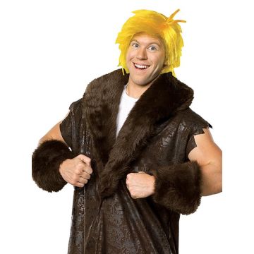 Adult Barney Rubble Costume - Deluxe Flintstones Caveman Outfit with Wig and Feet