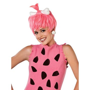 Adult Pebbles Flintstone Costume Dress with Wig and Bone