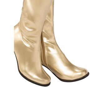 Adult Gold Go-Go Boots - 1960s Knee High Costume Boots with Side Zipper