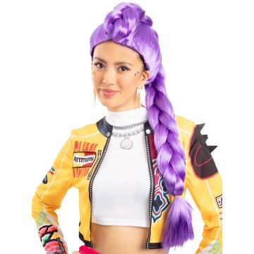 Adult K-Pop Demon Hunters Rumi Purple Braided Wig - Long Plait with Crown Bun
