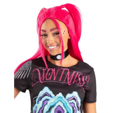 Adult K-Pop Demon Hunters Mira Wig - Hot Pink Dual Ponytail Costume Accessory